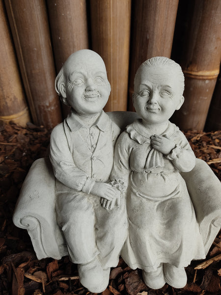 Grandparents on Sofa Decorative Stone Ornament