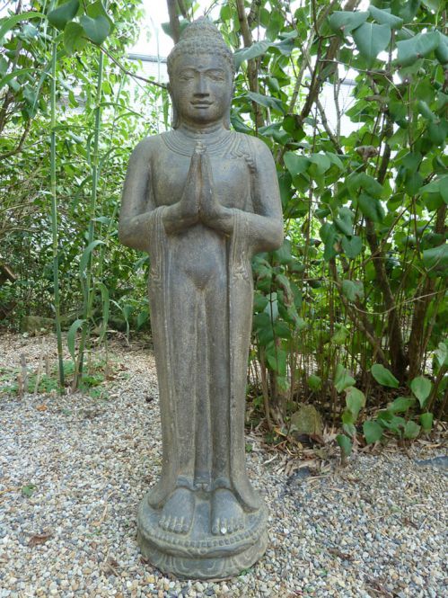 Stone Standing Buddha with greeting hand pose 119cm