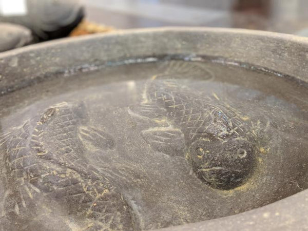 Decorative water bowl with fish 50cm
